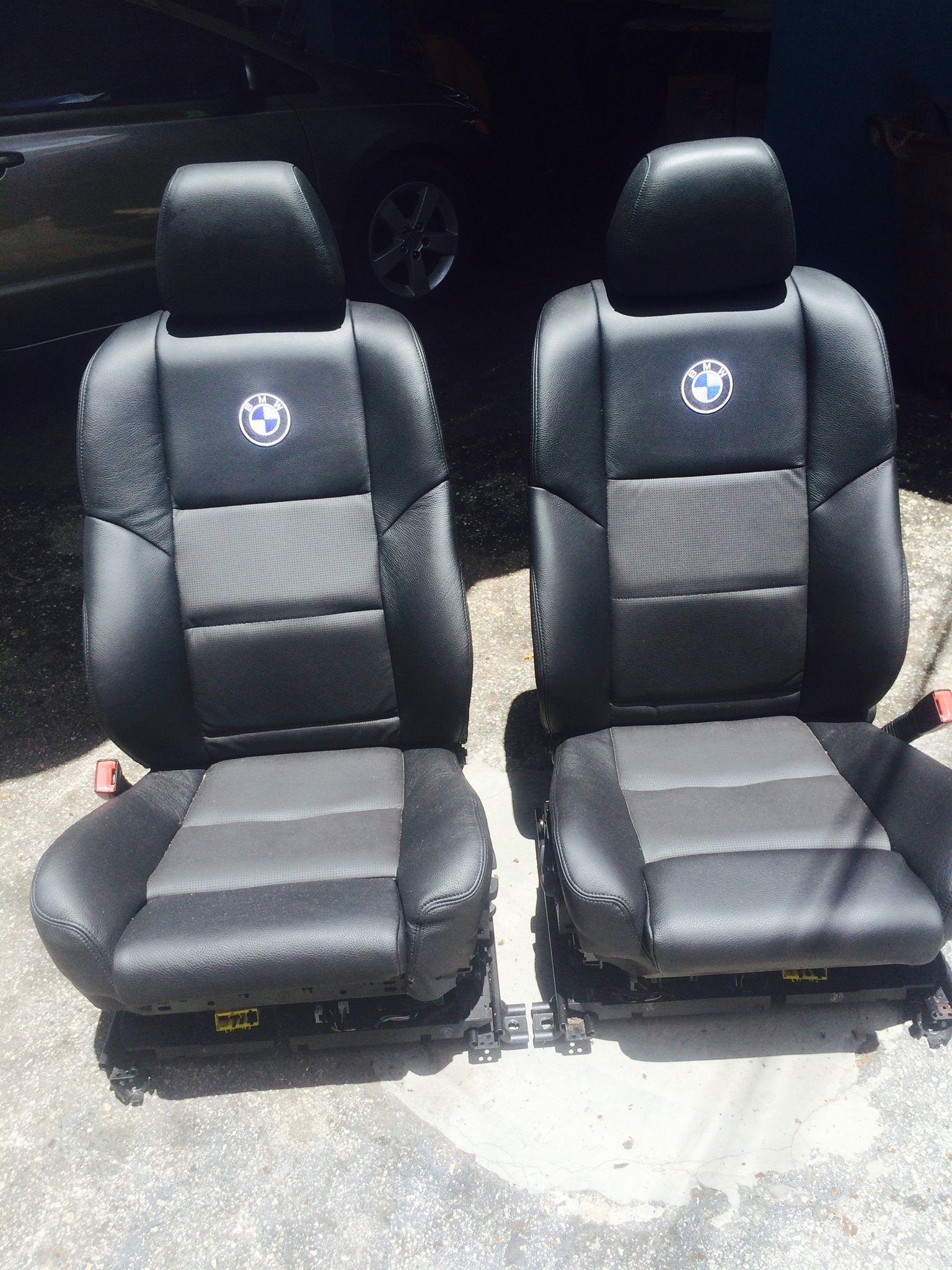 BMW black leather seat custom upholstery Miami luxury car interior