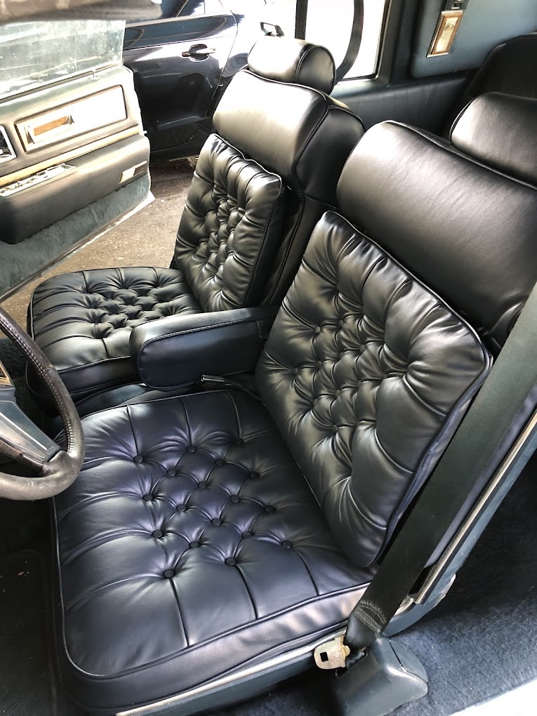 Black diamond stitched leather seat custom upholstery Miami