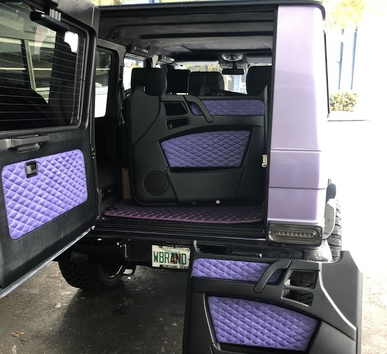 Purple diamond stitched door panel custom upholstery Miami