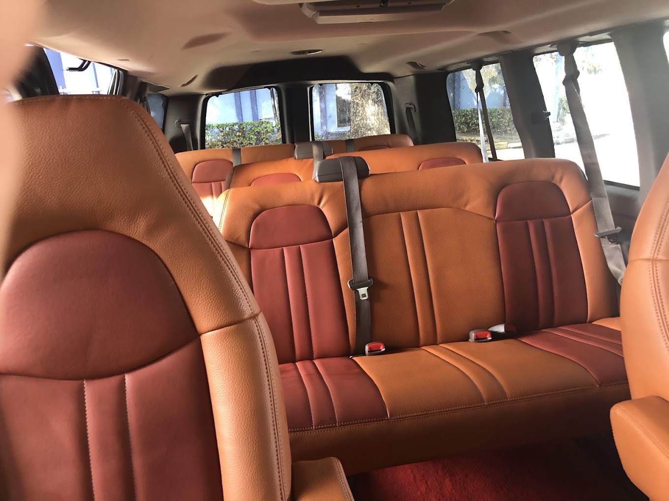 Copper leather van seat restoration South Florida RV aircraft upholstery